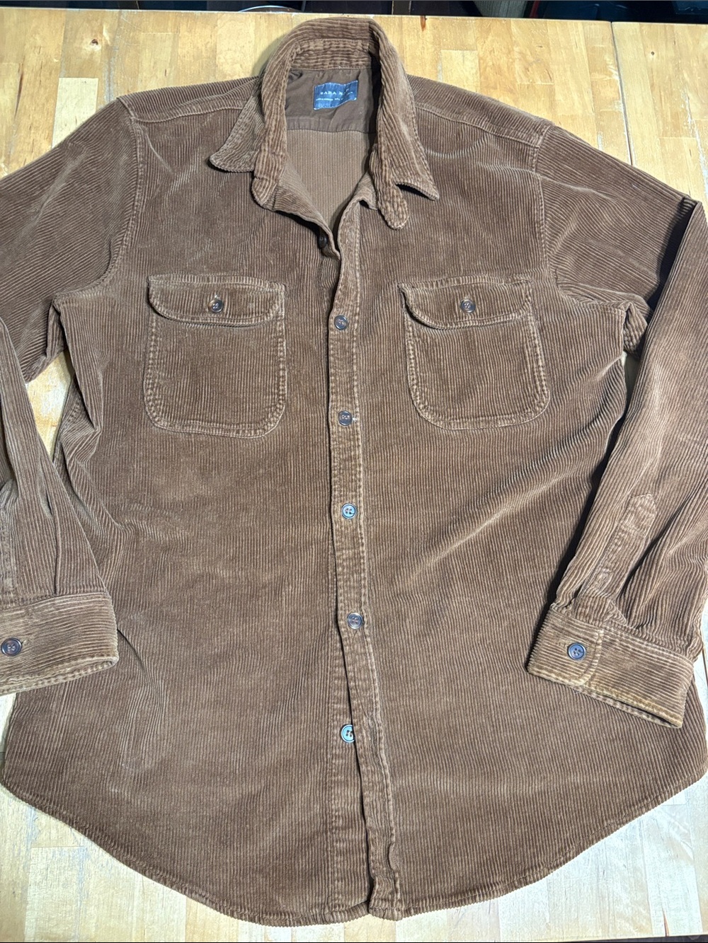 Zara Man Corduroy Shirt Jacket in Rust Brown